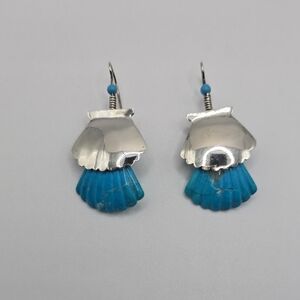 Silver and Turquoise Shell Dangle Earrings - Women
